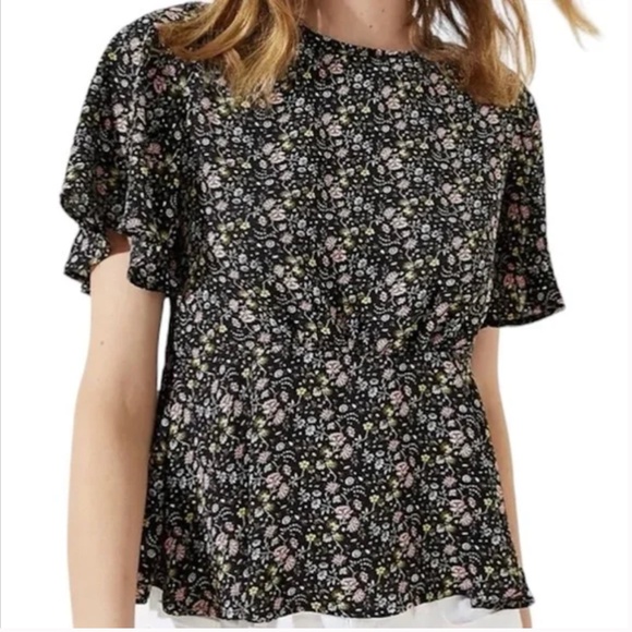 ⭐️Loft Floral Classy Peplum Boho Chic Glam Work Business Party Chic Blouse Top - Picture 1 of 8